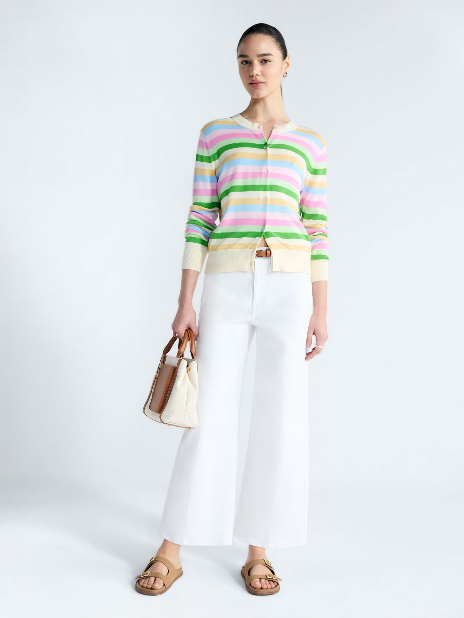 Free Assembly Women's Classic Cardigan Sweater with Long Sleeves, Lightweight, Sizes XS-4X