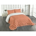 thumbnail image 3 of Ambesonne Ikat Quilted Bedspread Set 3 Pcs, Grunge Oval Shapes Vintage, Queen Size, Orange Pale Yellow, 3 of 5