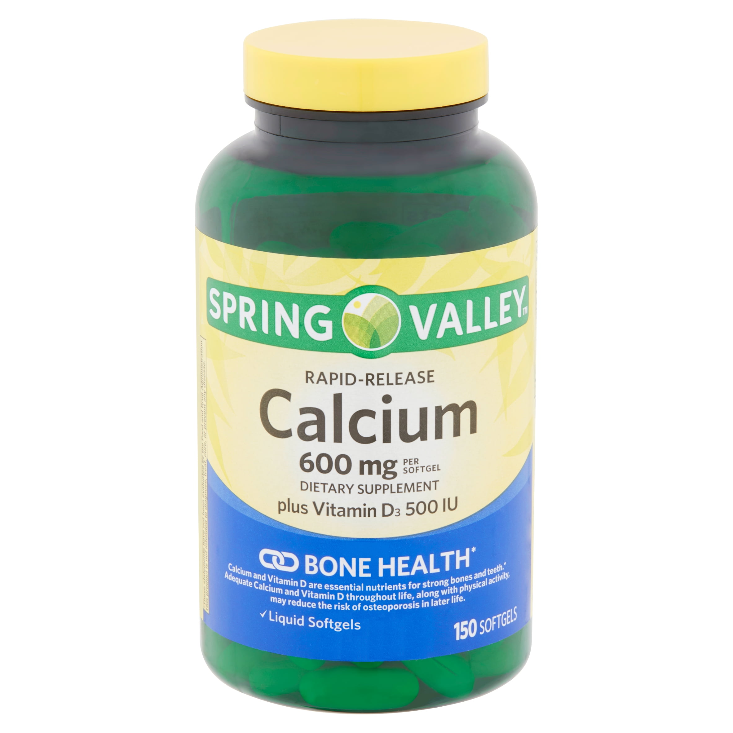 Spring Valley Rapid Release Calcium 600 Mg Vitamin D Softgels 150 Count Walmartcom