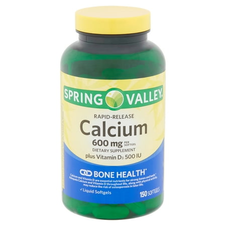 Spring Valley Rapid-Release Calcium 600 MG + Vitamin D, Softgels, 150