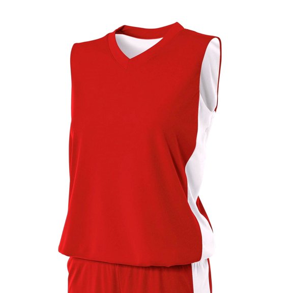A4 Reversible Moisture Management Muscle For Women in Scarlet/White | NW2320