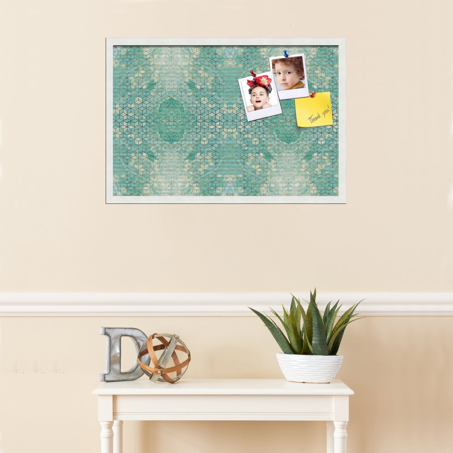 PinPix 30x20 Custom Cork Bulletin Board Aqua Poster Board Has a Fabric Style Canvas Finish, Framed in Aqua, by ArtToFrames (PinPix-1881)
