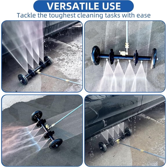 Undercarriage Cleaner Water Broom Pressure Washer Attachment, 16 Inches Undercarriage Washer, Pressure Washer Underbody Cleaner 4 Extension Wands 4 nozzles for Garden Hose Too DUS3202