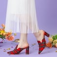 thumbnail image 2 of Unique Bargains Women's Pointed Toe Slip on Chunky Heels Houndstooth Slide Mules, 2 of 6