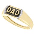 thumbnail image 3 of 10K Yellow Gold Round Diamond Father Dad Enamel Ring 7mm Wedding Band 0.024 CT., 3 of 5