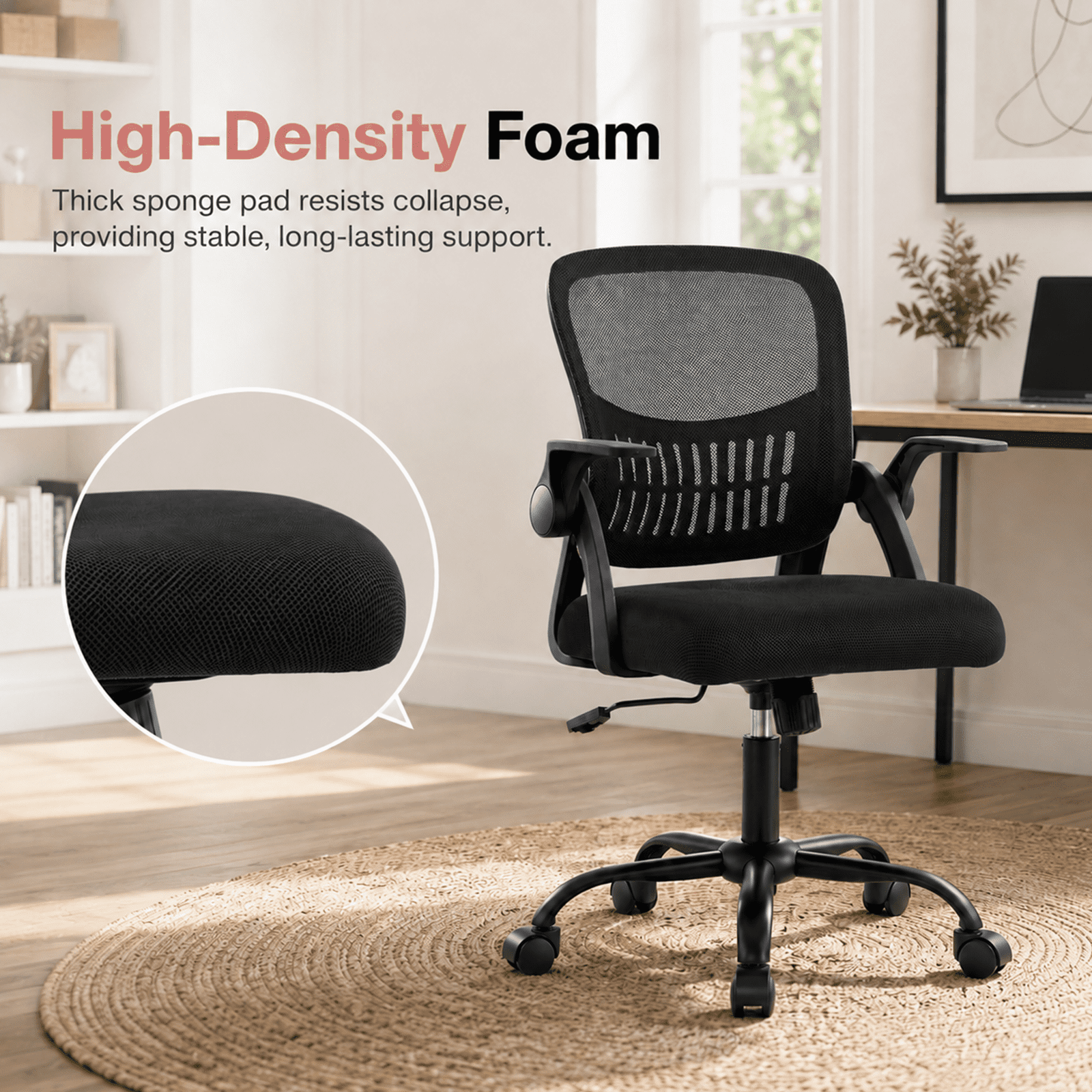 Alvantor Ergonomic Office Chair, Lumbar Support, Height Adjustable, Flip-up Armrest, Rocking Mode, 360 Swivel, Conference Room