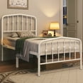 thumbnail image 2 of Yaheetech Metal Bed with Arched Headboard and Footboard, White, Twin, 2 of 7
