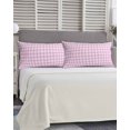 thumbnail image 5 of Pink Grid Pillow Covers King Size, Checkered Plaid Gingham Lattice Trellis Print Soft Bed Throw Pillowcases Breathable Cooling Long Lumbar Body Pillow Sham Cover for Bed Sofa 20''x40'', 5 of 7