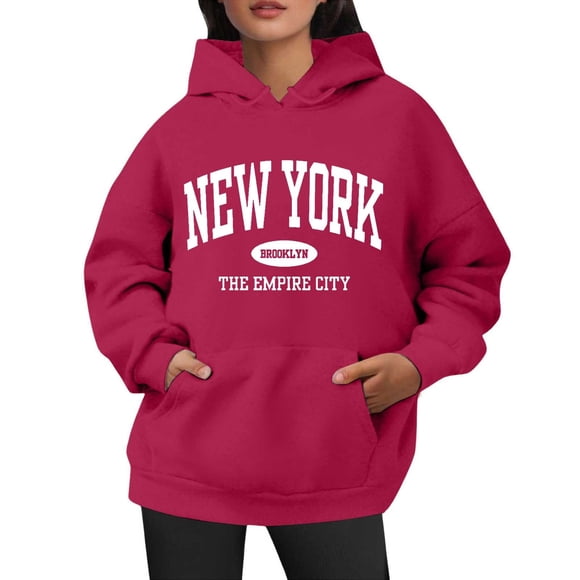 Large Sweatshirt Women Stripe Hoodie Sweatshirt Sweater with Colla Shirt Women Zip up Hoodie Cropped Hoodies for Fuzzy Women's Hoodies Casual Fashion Hooded Sweatshirts Loose Fit Pullover Red XXL