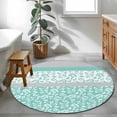 thumbnail image 3 of Round Rugs 3Ft, Turquoise Floral Round Area Rug Washable Indoor Throw Carpet, Botanical Blossom Motif Boho Grey Stripes Small Non Slip Circle Rug for Bedroom Living Room Home Decor Aesthetic, 3 of 8