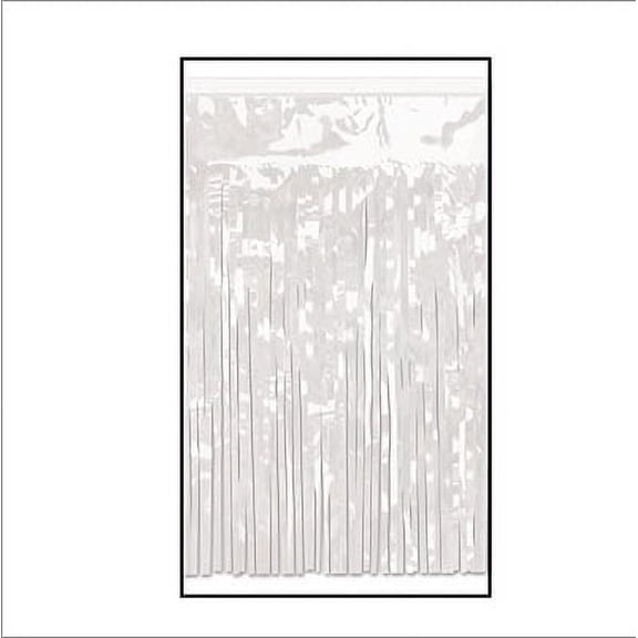 Beistle Pack of 6 White  Metallic 2-Ply Hanging Fringe Drape Streamer Party Decorations 10'