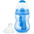 thumbnail image 3 of Nuby 3-Stage Wide Neck No Spill Bottle with Handles And Non-Drip Juice Spout, 3 Months, 8 Ounce, Teal, 3 of 9