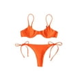 thumbnail image 1 of Gureui 2Pcs Women Split Swimsuit Set, Solid Color/Printed Sexy Low Cut V-neck Sleeveless Bikini + Lace Up Panties Beach Wear, 1 of 3