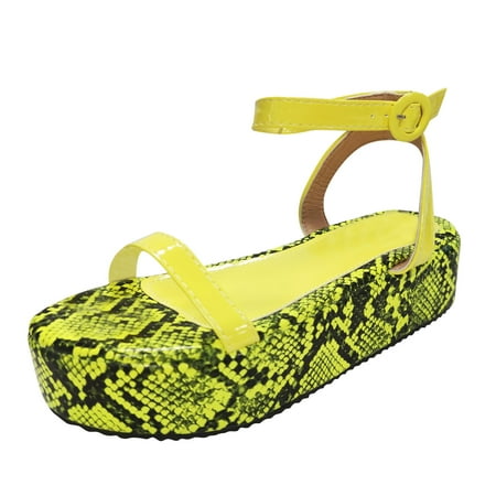 

Youmylove Women Shoes Snake Pattern Thick Sole Bottom Slope Thick Sole Bottom Button Sandals Bohemian Comfortable Stylish Shoes Ladies Footwear