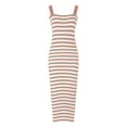 thumbnail image 6 of XIAOCHA Women's Striped Ribbed Gown Bodycon Slit Spaghetti Strap Square Neck Maxi Dress Stretchy Chic Casual Dresses, 6 of 7