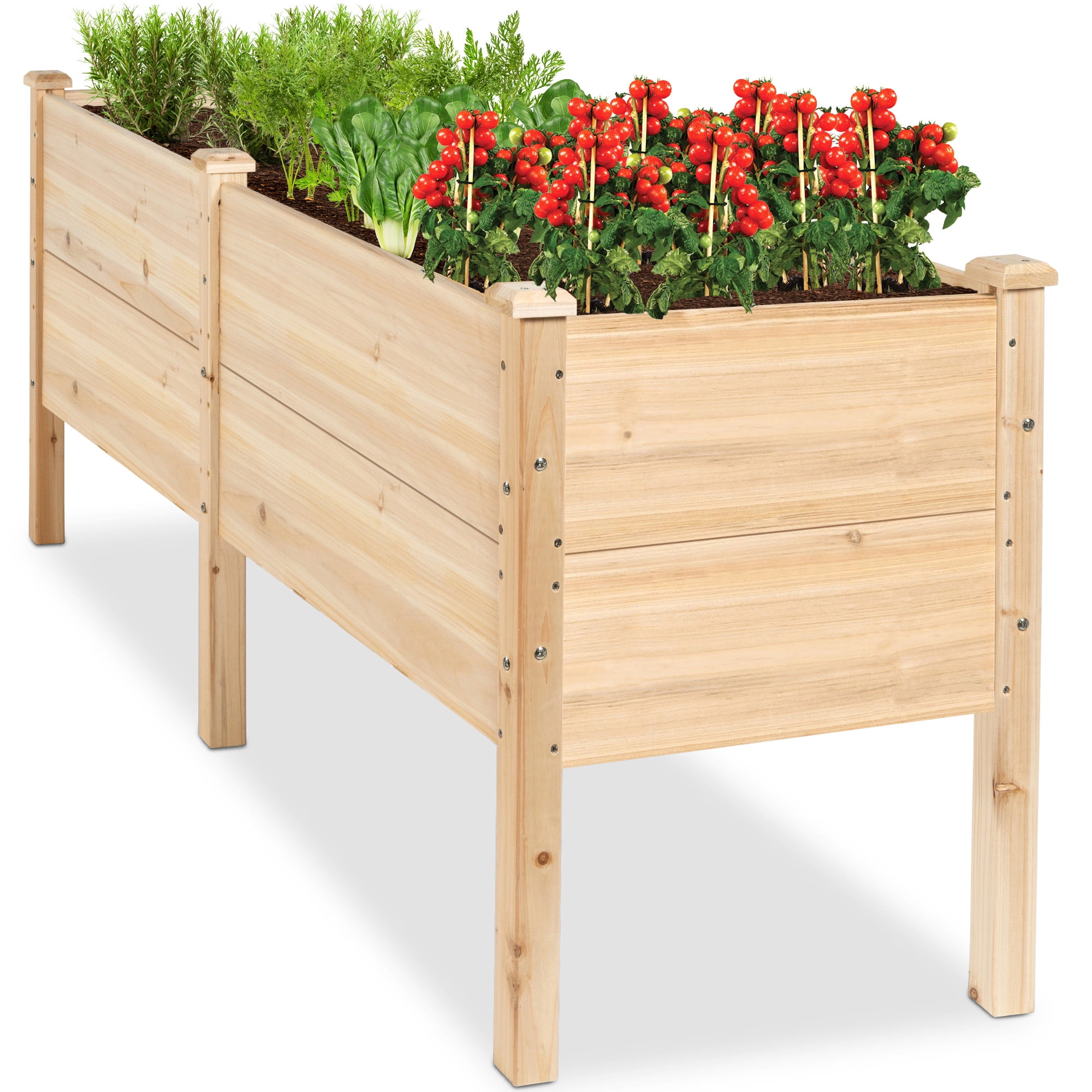 Best Choice Products 72" x 24" x 30" Raised Garden Bed, Extra Deep 16" Depth, Elevated Wood Planter Stand - Natural