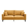 thumbnail image 5 of 74" Upholstered Sofa, Comfy 3 Seat Sofa with Wooden Frame, Modern Corduroy Deep Seat Sofa with Pillows for Living Room, Bedroom, Apartment, Orange, 5 of 9