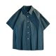 thumbnail image 1 of Manga Corta Cardigan Raya Impresión Botón Solapa Blusa Casual, Camisas de Manga Corta para Hombre, 1 of 8
