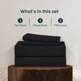 thumbnail image 4 of 400 TC 4-Piece Sheet Set Soft, Wrinkle Resistant 30 Inch Deep Pocket 100% Egyptian Cotton Color Black Solid Size California King, 4 of 5