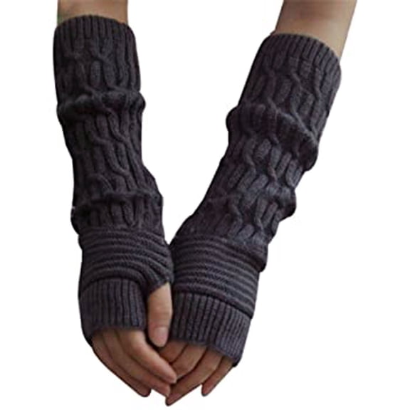 Luxalzxs Gloves for Cold Weather Winter Warm Casual Fingerless Knitted Long Gloves Crochet Thumbhole Arm Warmer Mittens