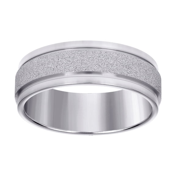 Stainless Steel Mens Stone Finish Grooved Comfort-fit Wedding Band 8mm Size 10 Wedding Band for Men
