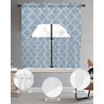 thumbnail image 2 of Sky Blue Morocco Swag Curtains for Living Room/Bedroom Windows, Farmhouse Geometric Quatrefoil Grid Kitchen Curtains and Valances Set 36 Inch Length, Light Filtering Swags Valance Curtain Panels, 2 of 5