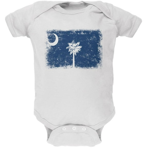 Born and Raised South Carolina State Flag Soft Baby One Piece White 18-24 M
