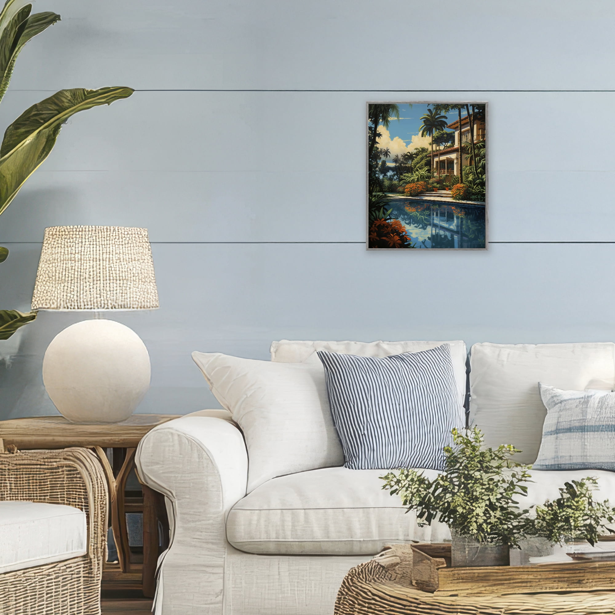 Stupell Industries Tropical Tranquility Villa Gray Framed Giclee Art, design by Creative Studio