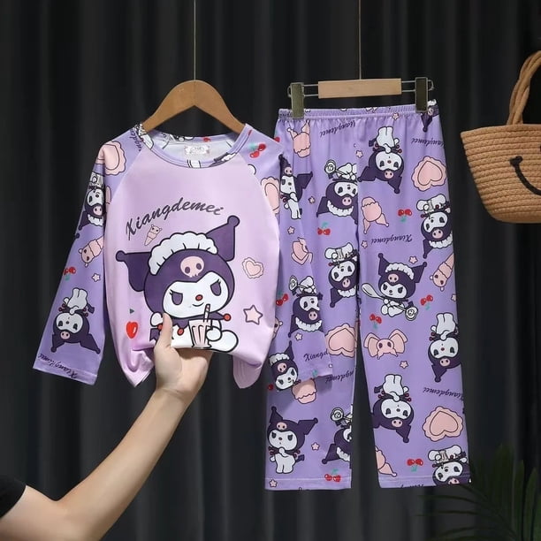 Conjunto de ropa de dormir para niños con dibujos animados bonitos, pantalones largos de manga larga, ropa para el hogar para niña, conjunto de dos piezas para uso estacional para primavera y otoño