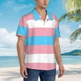 thumbnail image 4 of Transgender Pride Flag LGBT Mens Hawaiian Shirt Short Sleeve Casual Button Up Tropical Summer Beach Shirt, 4 of 9