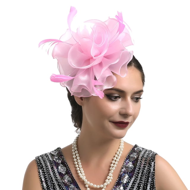 Hat For Women Wedding Flower Cocktail Mesh Feathers Hair Clip Tea Party Headband