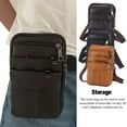 thumbnail image 3 of Men Waist Bag Solid Color Multi Pocket Vintage Portable Replacement Rectangular Crossbody Car Key Storage Pack Pouch Coffee, 3 of 9