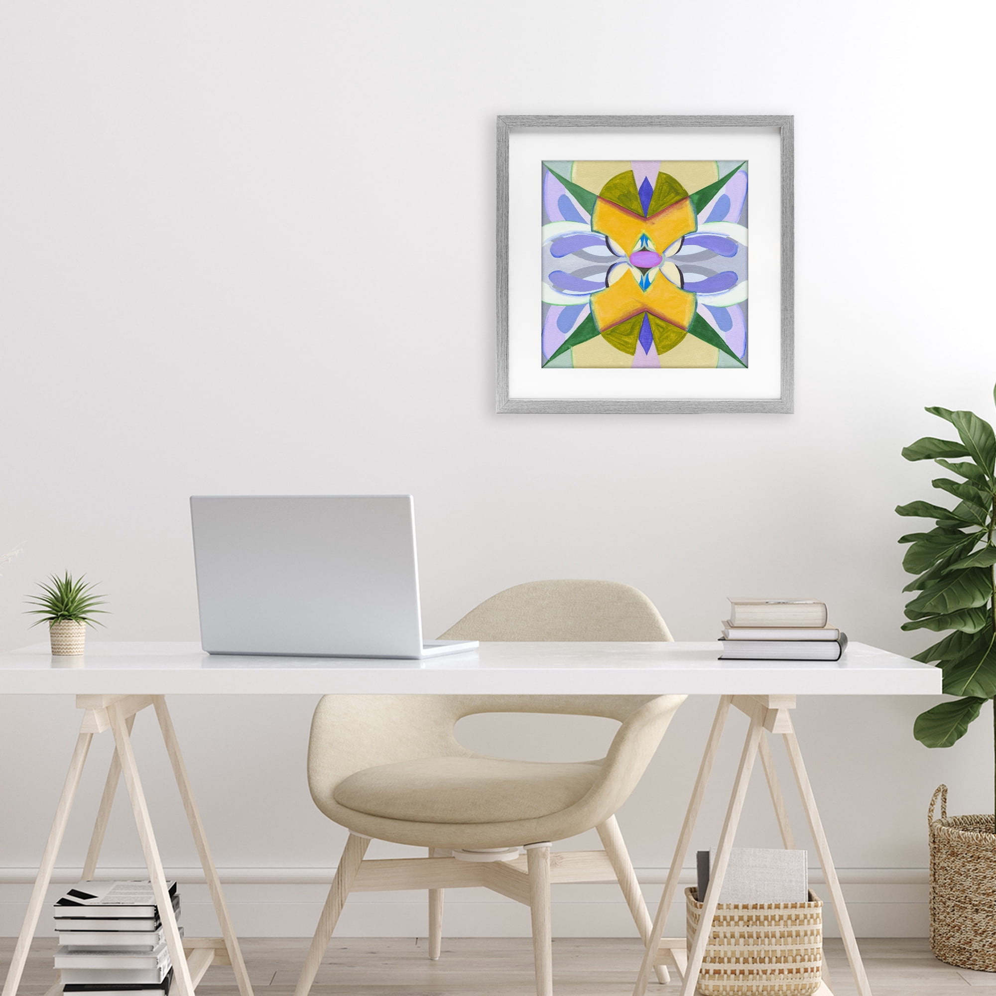 Stupell Industries Revival Kaleidoscope Symmetry Gray Framed Print Under Glass, design by Melissa Wang