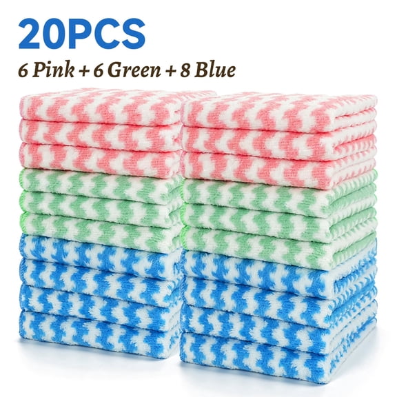 Jiasling 20 Pcs Washcloths Square Hand Towels Striped Pattern and Soft Absorbent