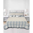 thumbnail image 2 of Twin Quilt Bedding Set, Retro Blue Reversible Summer Quilt 3 Pieces, Farmhouse Buffalo Plaid Vintage Beige Lightweight Bedspreads Coverlets with 2 Pillow Shams for All Seasons, 2 of 5