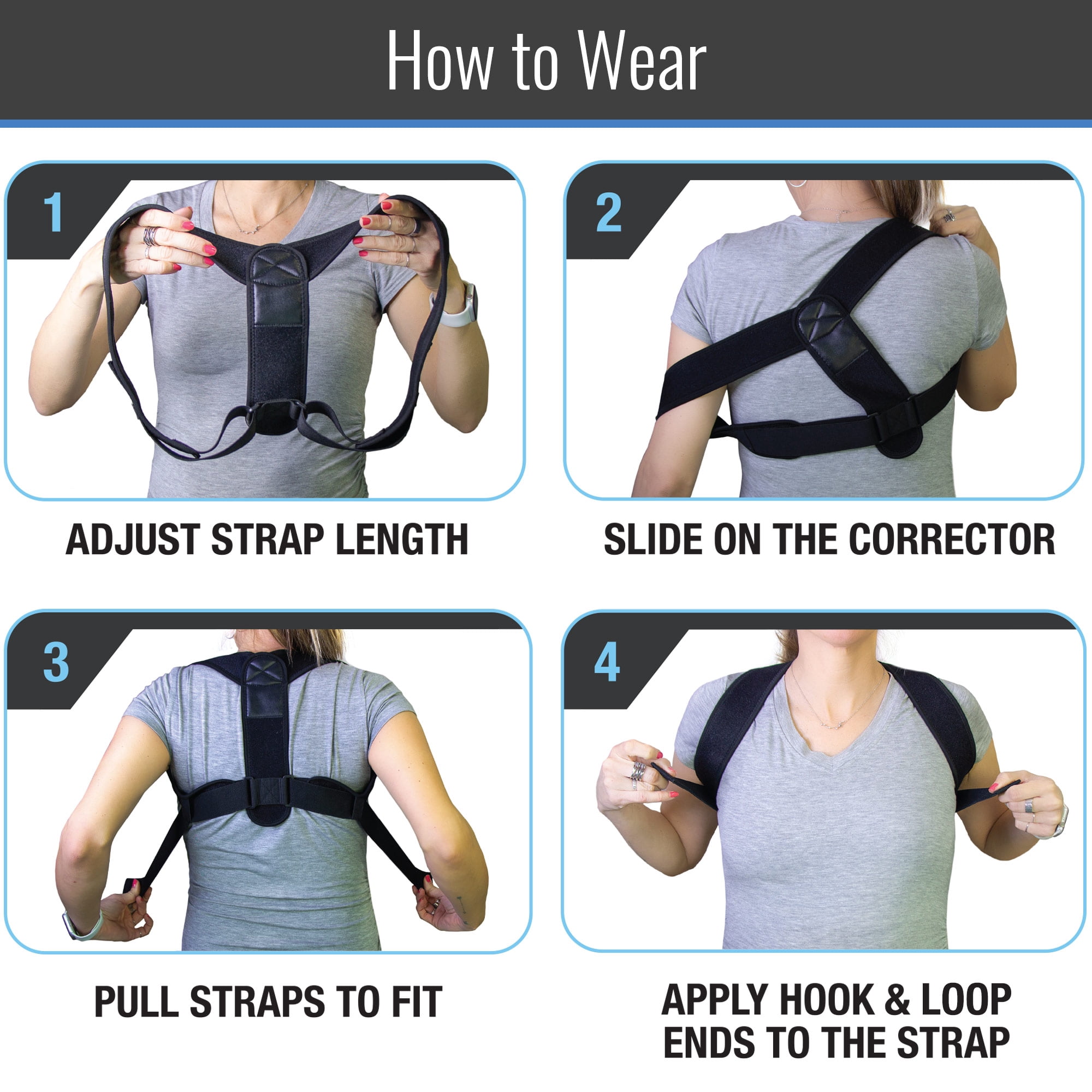 DMI Adjustable Posture Corrector, Back Straightener, Improve Posture, Customizable Fit with Easy Adjustable Straps, Unisex