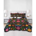 thumbnail image 3 of Bohemian Twin XL Size Down Alternative Comforter, Lightweight Comforter Quilt Bedding Set with Pillow Shams Red Green Tribal Mexican Abstract Flower All Seasons Bed Comforter Duvet Insert 68"x98", 3 of 7