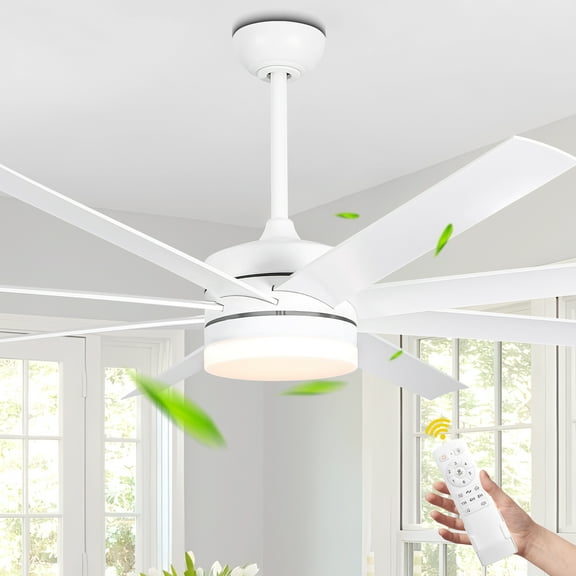 Chords Attic 65" Reversible 8-Blade Ceiling Fan with LED Lights and Remote Control, 6-Speed, Timer, 3-Color, DC Motor