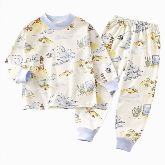 TOWED22 Pajamas for Boys Girls Graphic Rocket Space 2-Piece PJs Long Sleeve Sets Sleepwear 3 6 9 12 18 24 Months 2t 3t 4t 5t 6t 7t 8t 9t(Blue,5-6 Y)