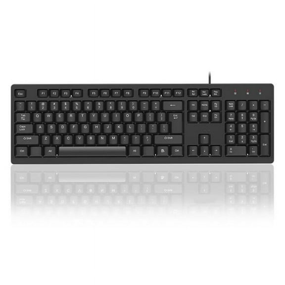 Fakrich Wired Computer Keyboard, Basic Black Keyboard - with 4.5ft USB-A Cable, 104-keys, Foldable Stands ,for Laptop, Desktop and Office PC