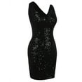 thumbnail image 6 of PrettyGuide Women's Sequin Cocktail Dress V Neck Bodycon Glitter Party Dress, X-Large, 6 of 8