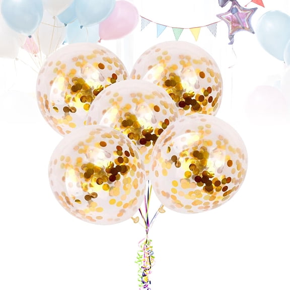 FONDOTIN 5Pcs Confetti Balloons Gold Confetti 12 Inch Latex Baby Shower Party Decorations