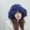 Deep Blue, variant on Faux fur bucket hat, fluffy wide brim bucket hat, outdoor travel warm hat, colorful gradient plush winter party hat