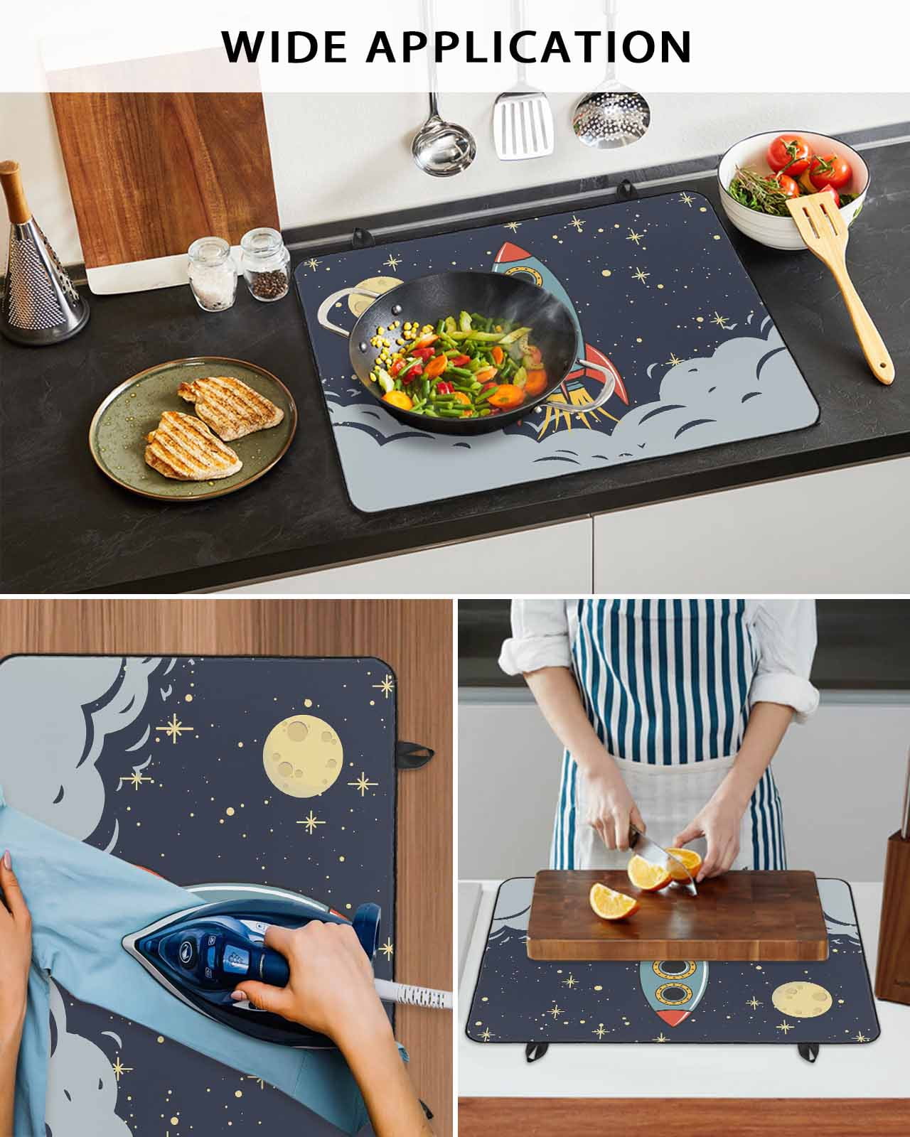 Large Induction Cooktop Protector Mat Cartoon Stove Top Covers for Electric Stove, Moon Stars Modern Art Decorative Stove Burner Cover Mats, Glass Top Stove Cover