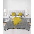thumbnail image 2 of Quilts Twin-XL Size Bedding Set, Yellow Cement Gray Lightweight Quilted Comforter, Modern Abstract Art Yellow Soft Reversible Bedspread Coverlet with Pillow Covers for All Season, 68" x 98", 2 of 7
