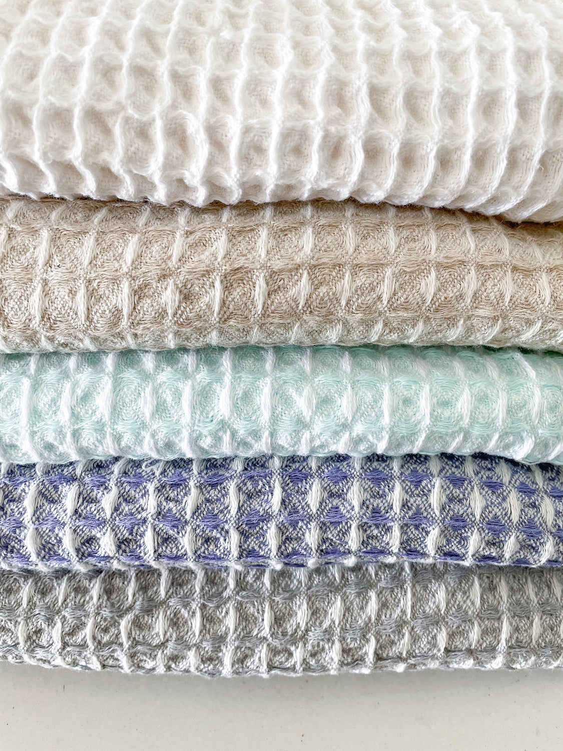 2 Tone Turkish Cotton Waffle Bath Towel Sky Blue