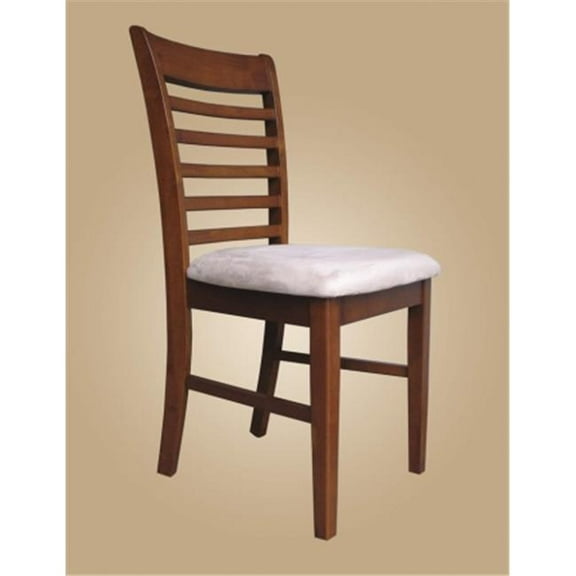 East West MC-SBR-C Milan ladder back chairs with upholstered seat, Saddle Brown - Pack of 2