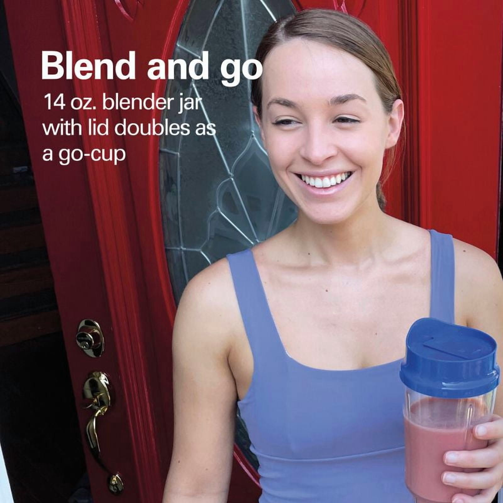 One Speed Single-Serve Blender - Portable Personal Smoothie Blender with Travel Lid & Stainless Steel Blades