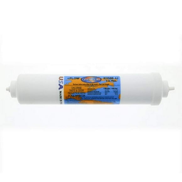 Omnipure K2586 JJ 1/4" Quick Connect Inline GAC Water Filter with Scale Inhibitor