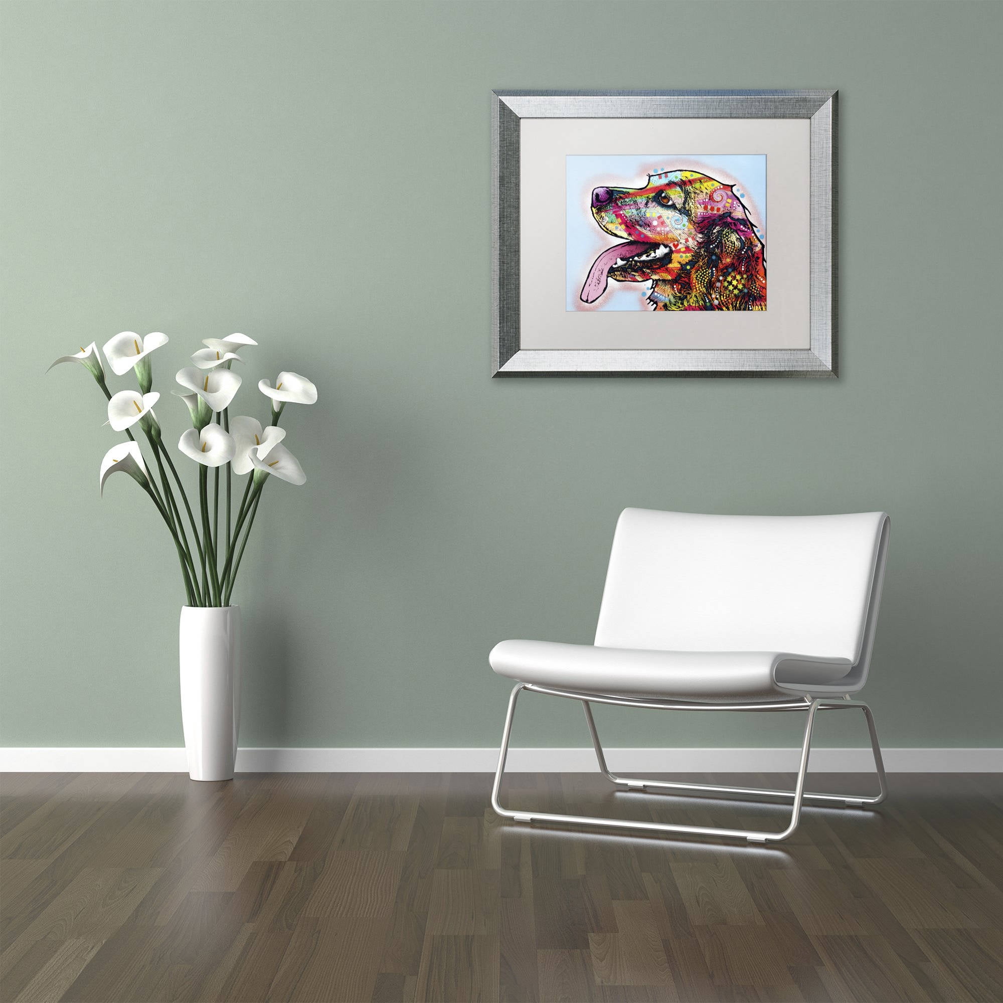 Trademark Fine Art "Cocker Spaniel" Canvas Art by Dean Russo, White Matte, Silver Frame